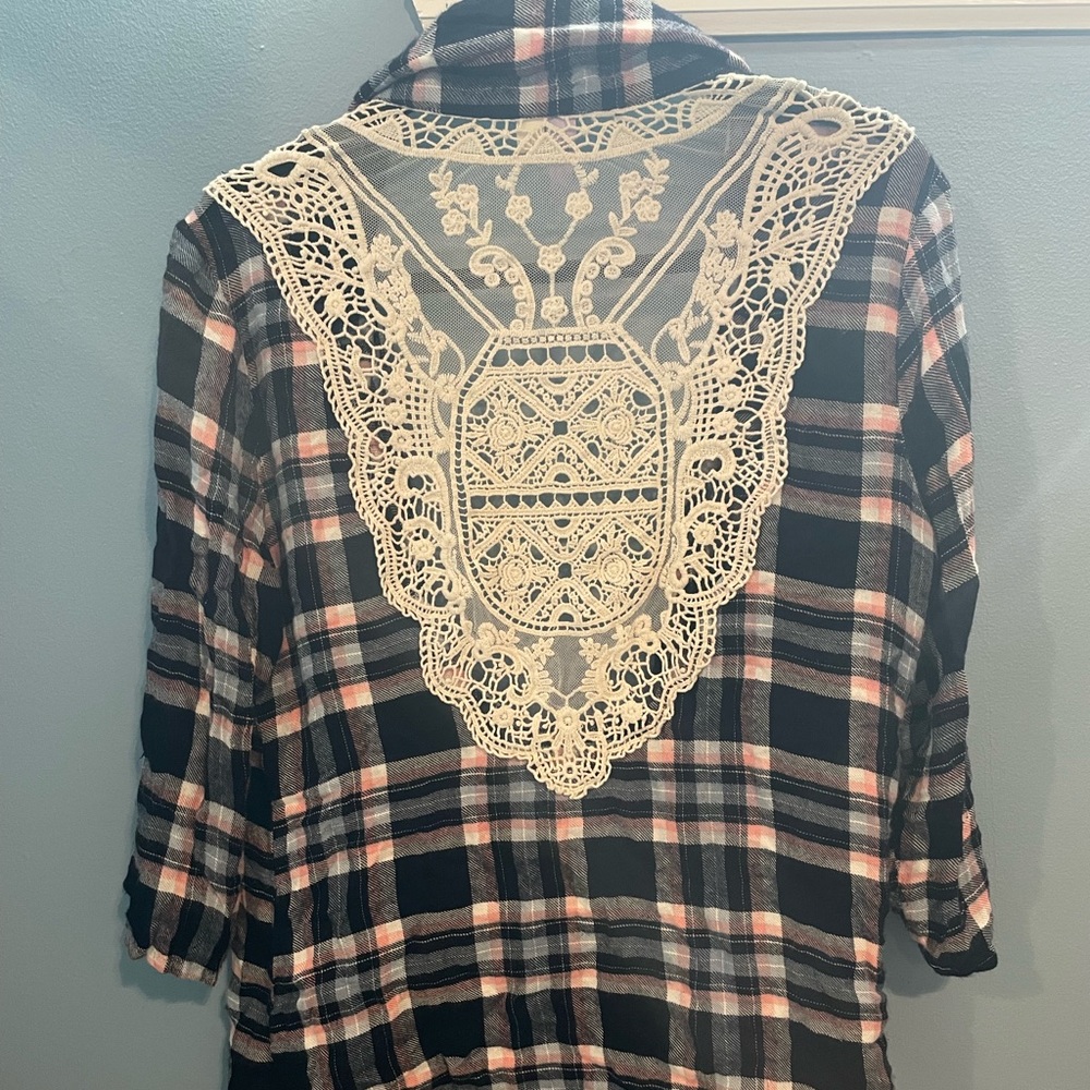 Francesca’s Plaid Lace shirt